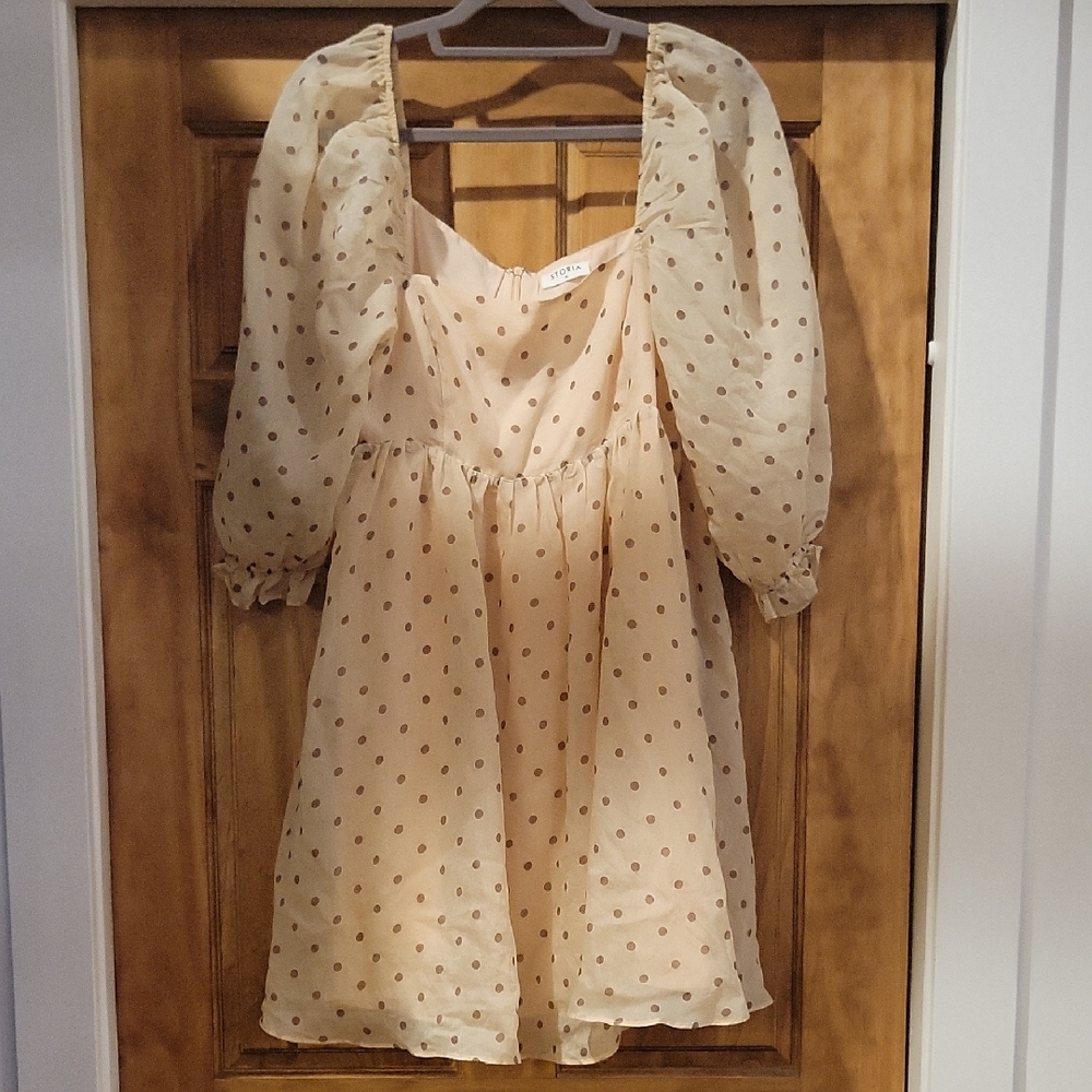 Storia Cream and Brown Patterned Dress